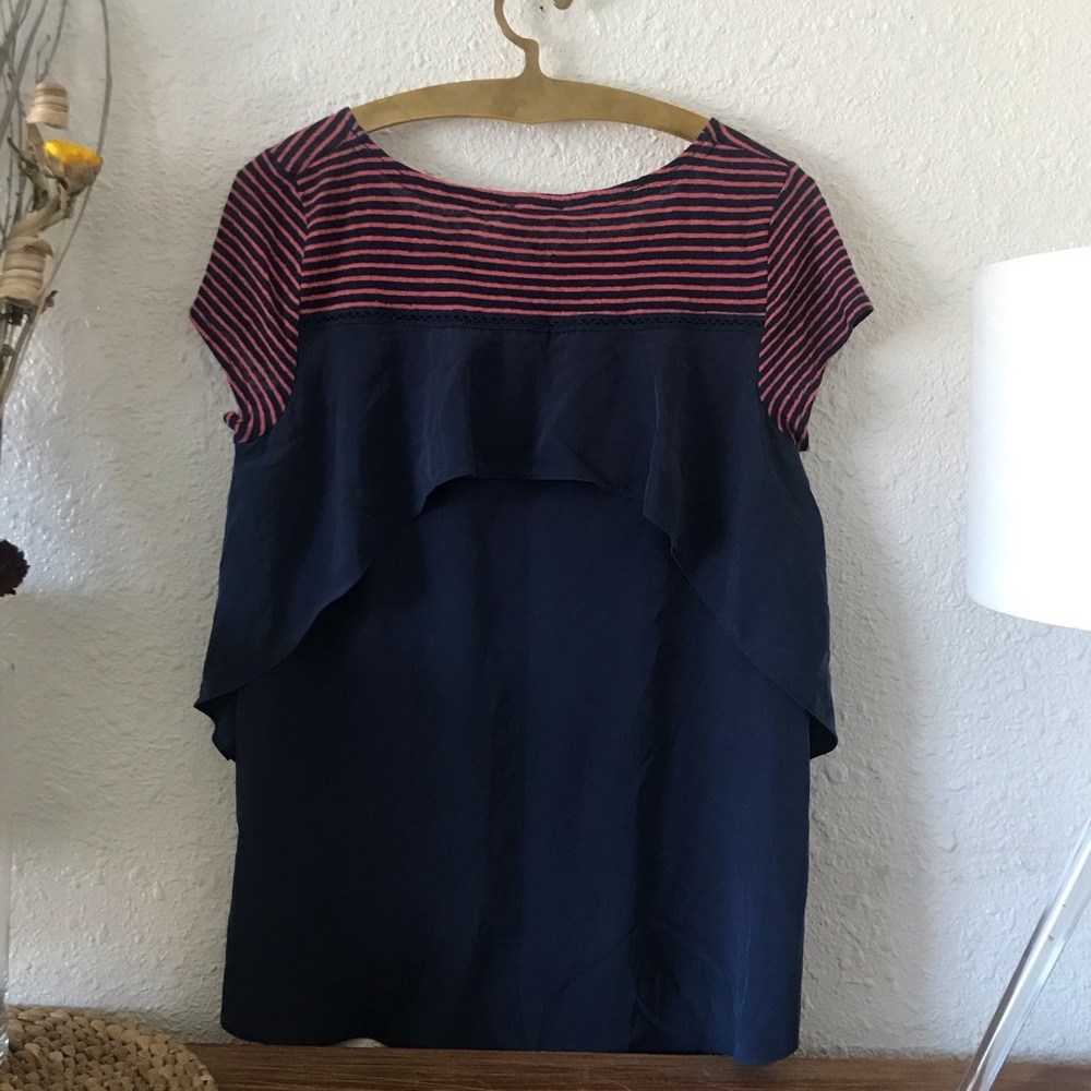NEW Anthropologie Meadow Rue Striped Ruffle Top - Picture 2 of 6